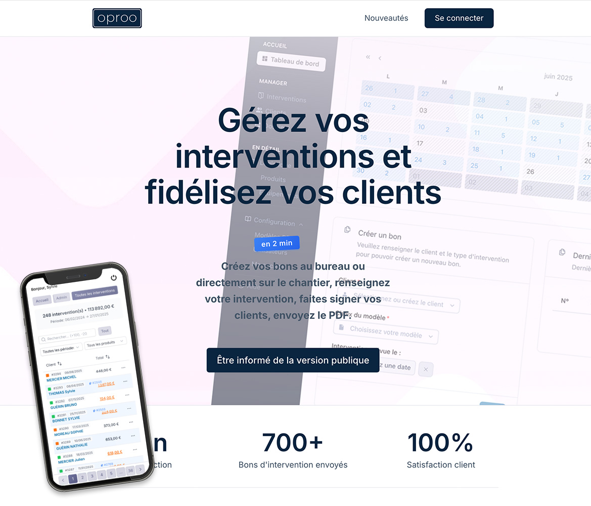 Oproo - Application métier